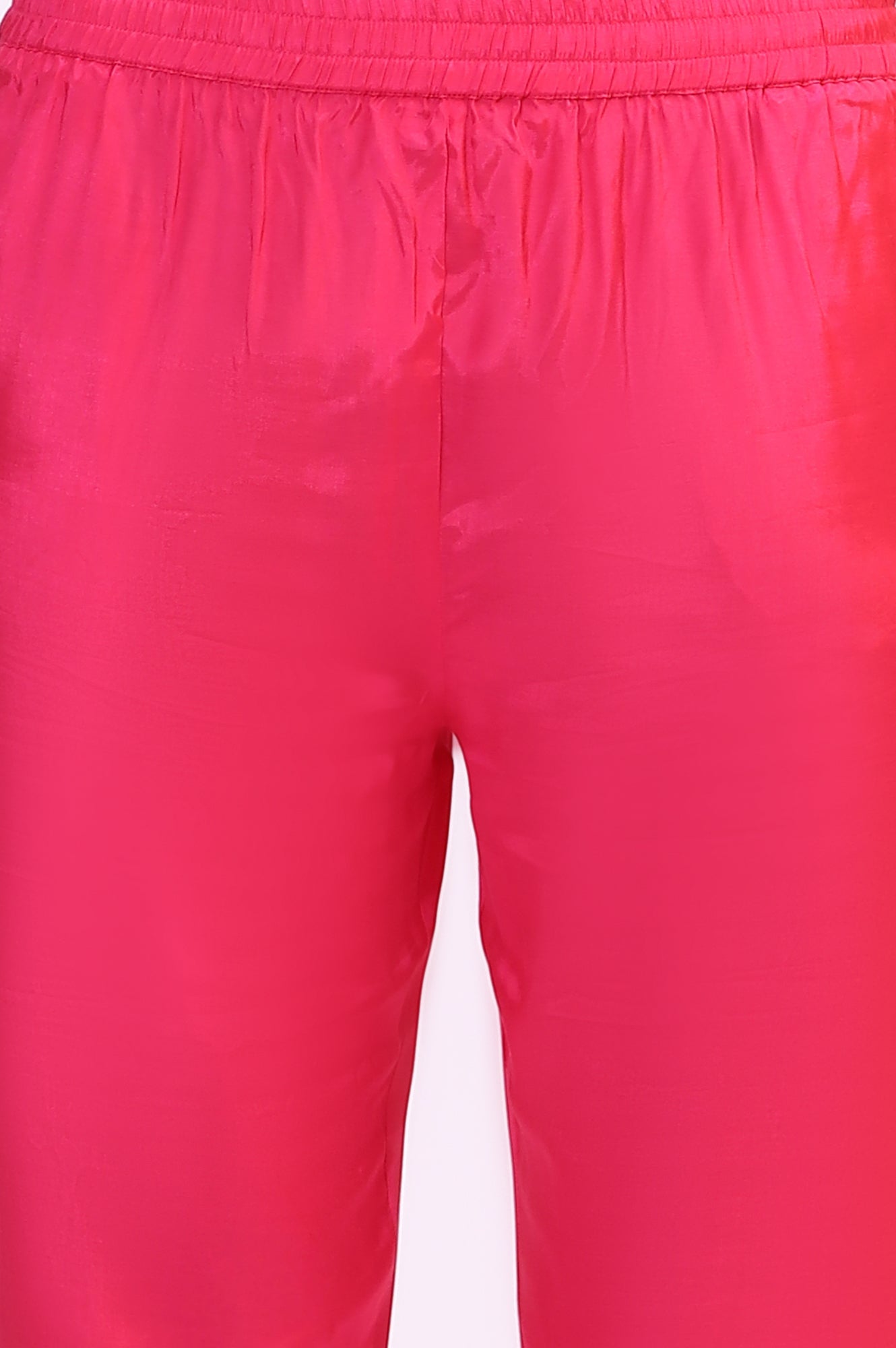 Yellow Embroidered Shantung Kurta, Pants and Dupatta Set