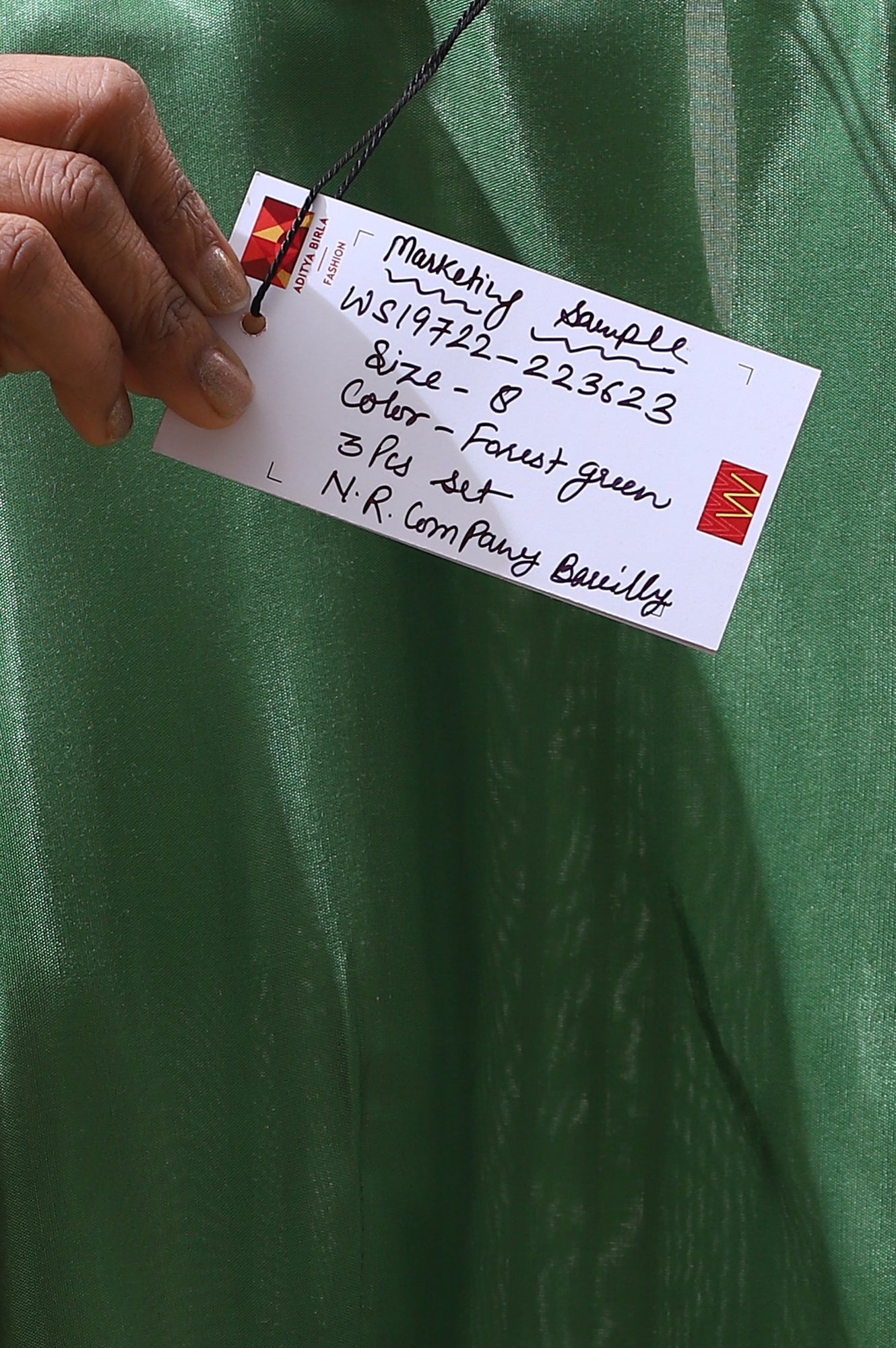 Forest Green Embroidered Shantung Kurta, Pants and Dupatta Set