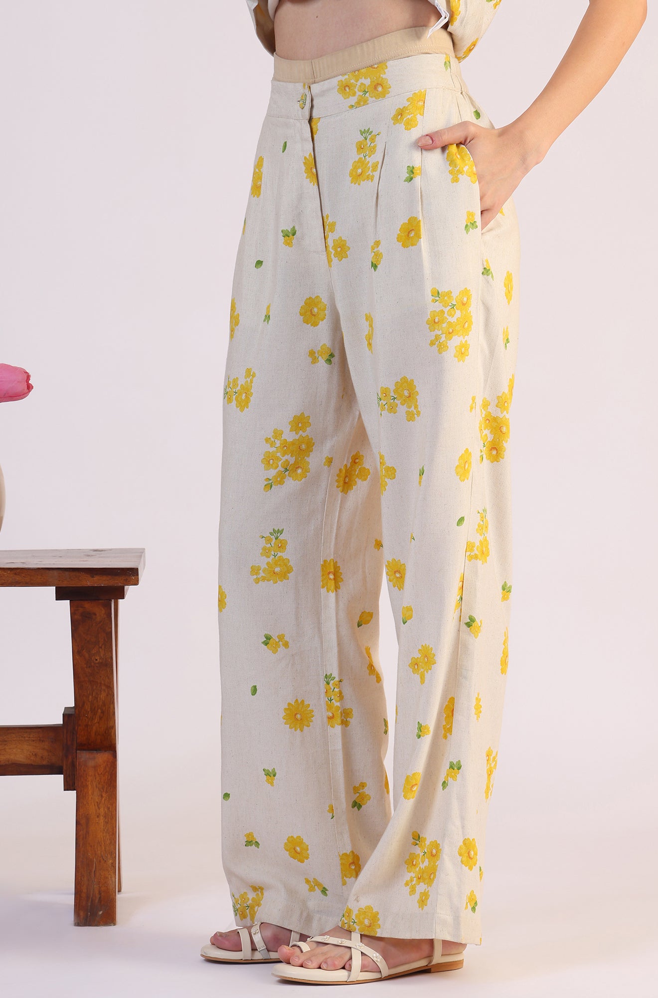 Floral Printed Rayon Top & Parallel Pant Co-Ord Set