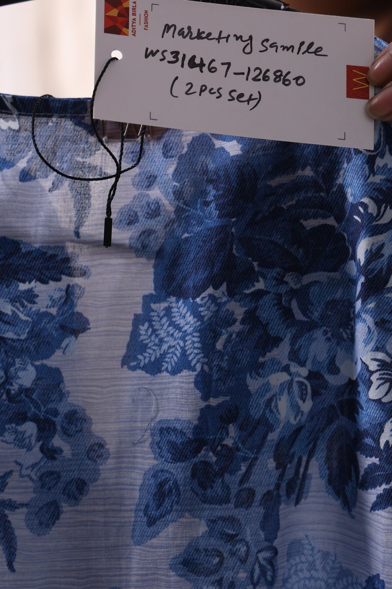 Blue Floral Printed Pure Cotton Straight Tunic with Pants Co-ord Set