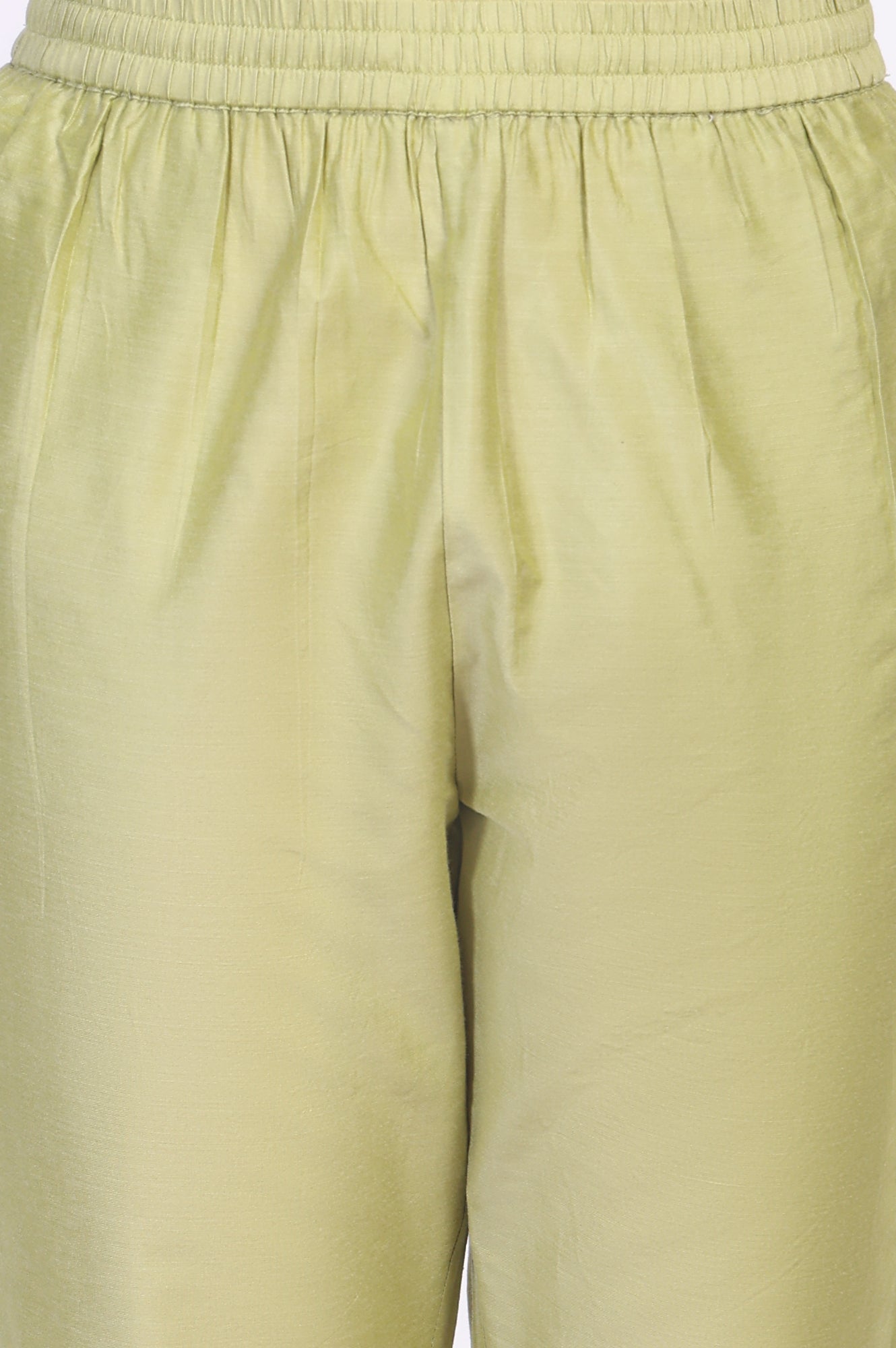 Light Green Solid Lace Trim Straight Kurta with Straight Pant and Dupatta Set
