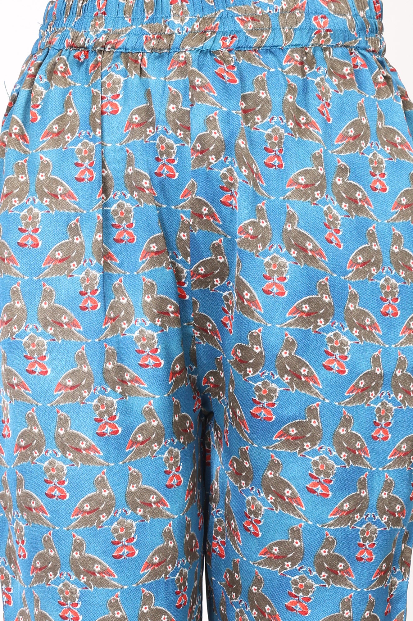 Blue Conversational Printed Satin Straight Kurta