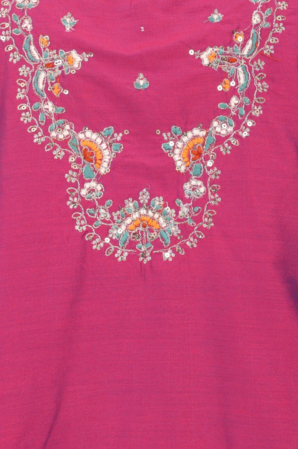 Magenta Embroidered Straight Kurta