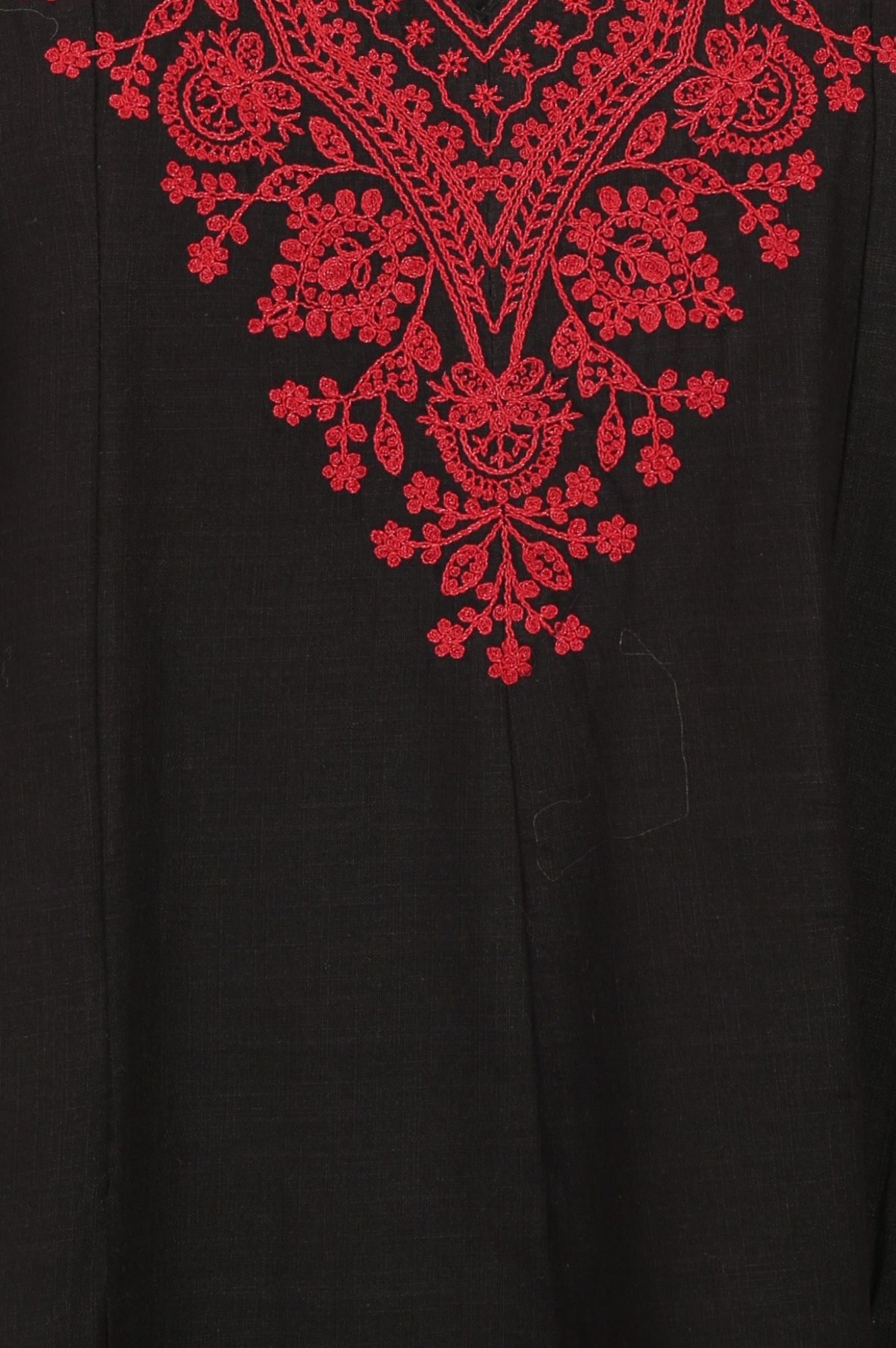Black Embroidered Pure Cotton A-line Kurta