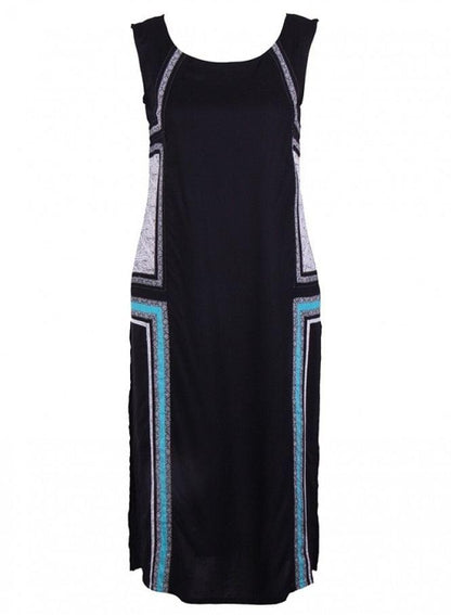 Black Printed Sleeveless kurta - wforwoman