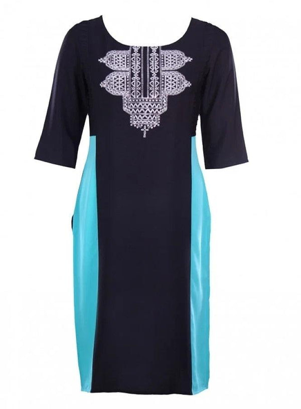 Black Printed 3/4 Sleeve kurta
