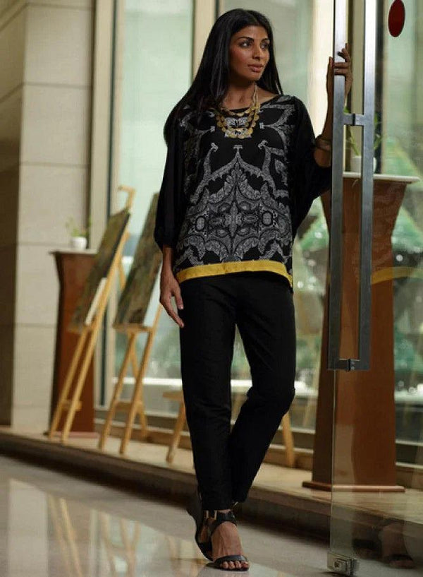 Black Printed Top