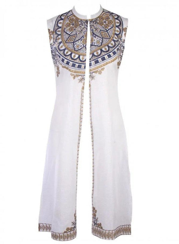 White Printed Gillet