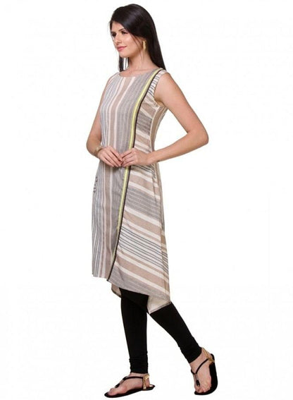 Off-White Printed Sleeveless kurta - wforwoman