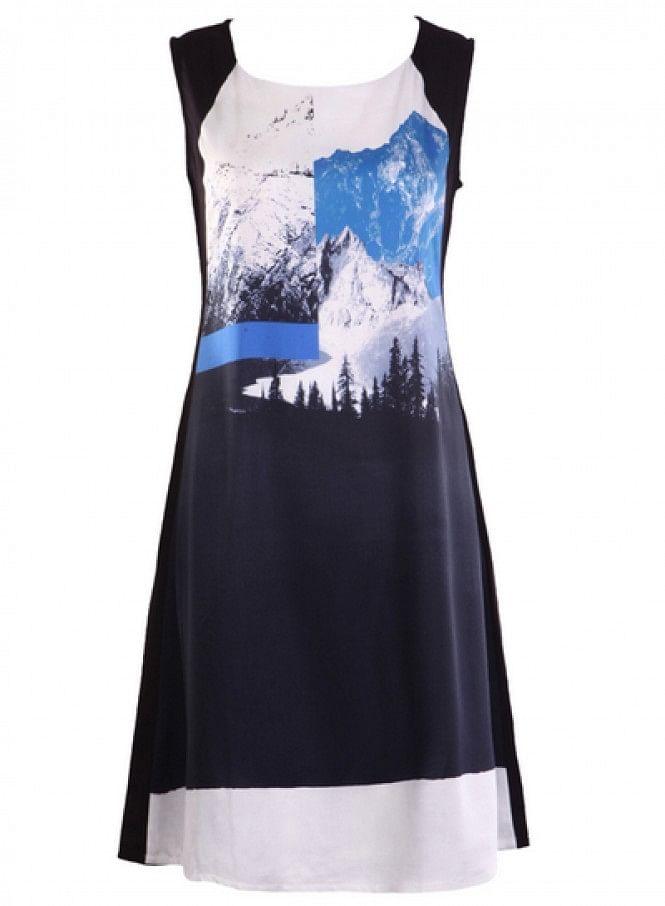 Black Printed Sleeveless kurta - wforwoman