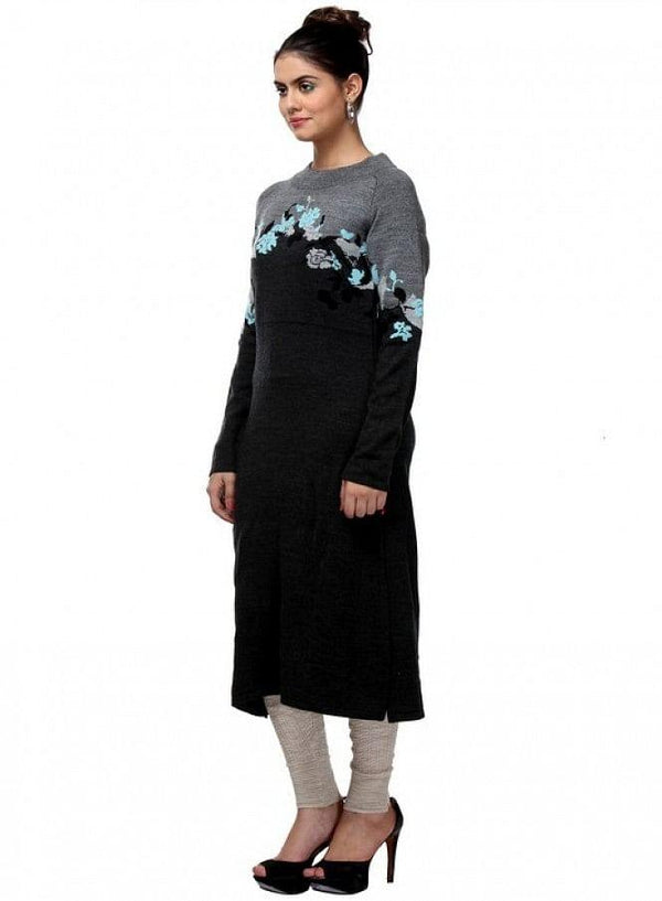Black Round Neck Winter kurta