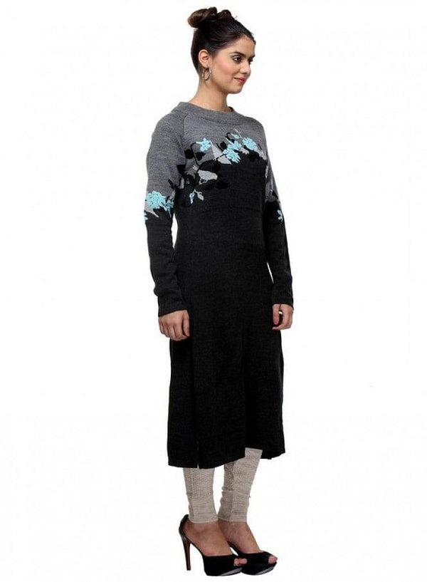 Black Round Neck Winter kurta