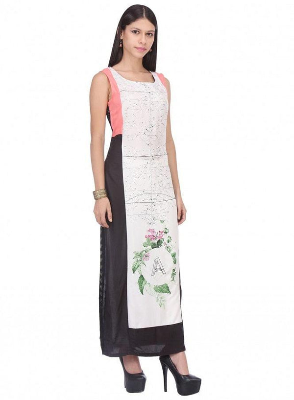 White Printed Sleeveless kurta