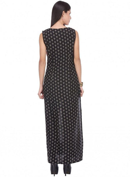 White Printed Sleeveless kurta - wforwoman