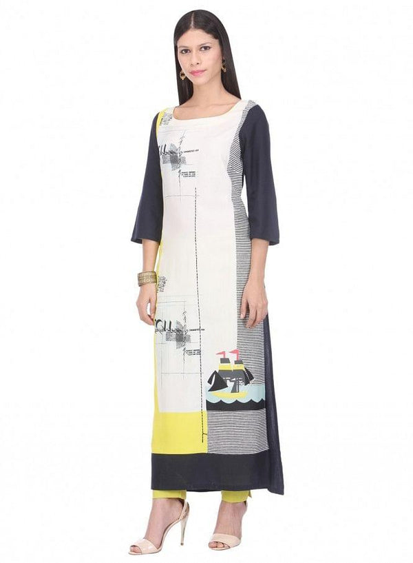 Black Printed 3/4 Sleeve kurta
