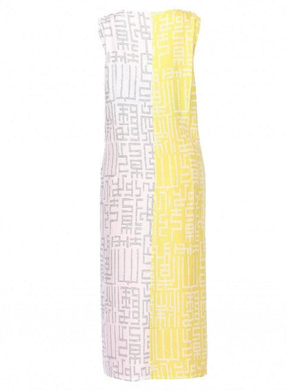 Yellow Printed Sleeveless kurta - wforwoman