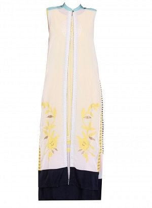White Printed Sleeveless kurta