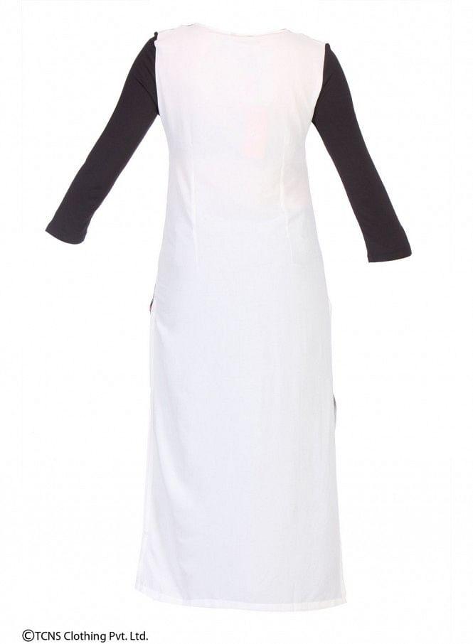 White Printed 3/4 Sleeve kurta - wforwoman