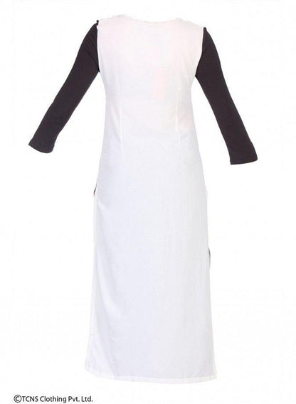 White Printed 3/4 Sleeve kurta - wforwoman