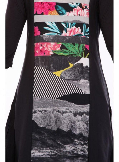 Black Printed 3/4 Sleeve kurta - wforwoman