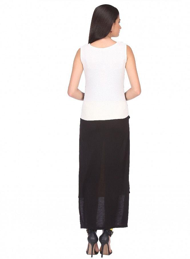 Yellow Printed Sleeveless kurta - wforwoman