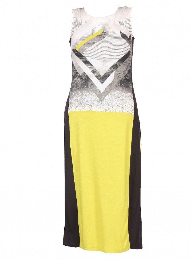 Yellow Printed Sleeveless kurta - wforwoman