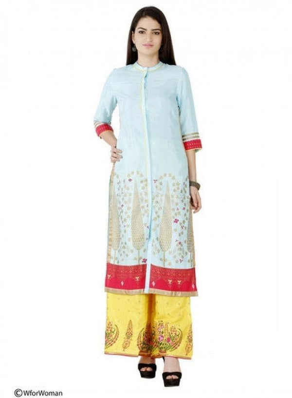 Blue Printed 3/4 Sleeve kurta
