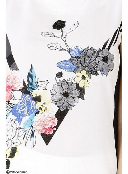 White Printed Sleeveless kurta - wforwoman