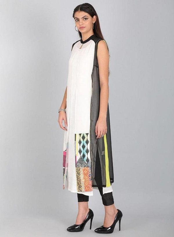 Black Mandarin Neck Solid kurta