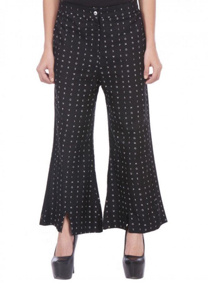 Black Printed Pants - wforwoman