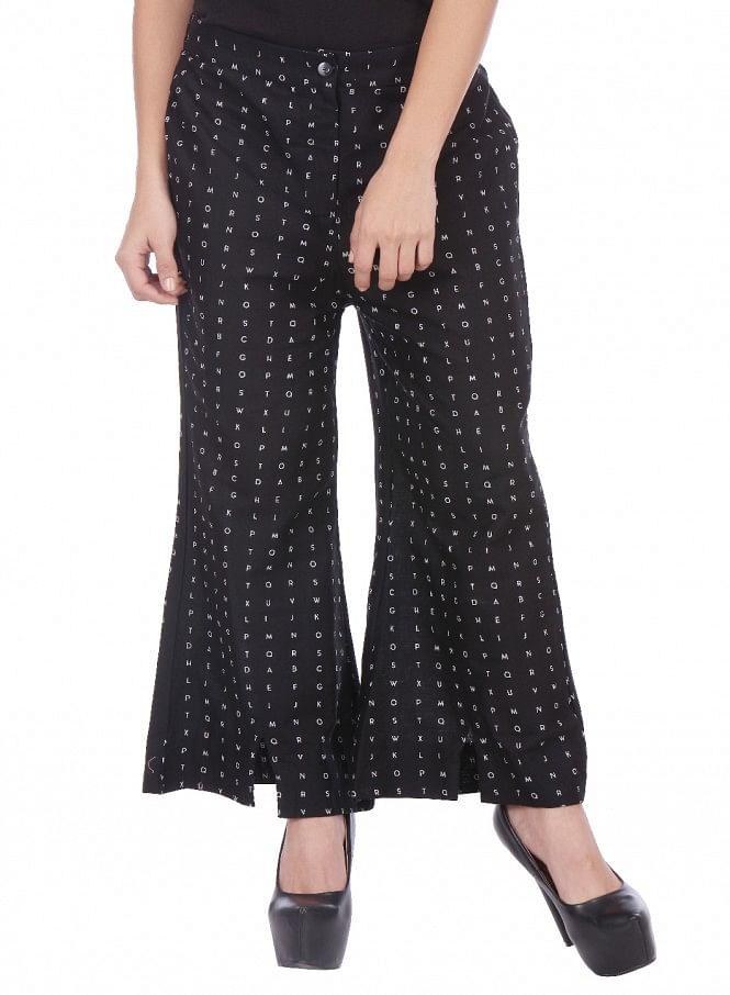 Black Printed Pants - wforwoman