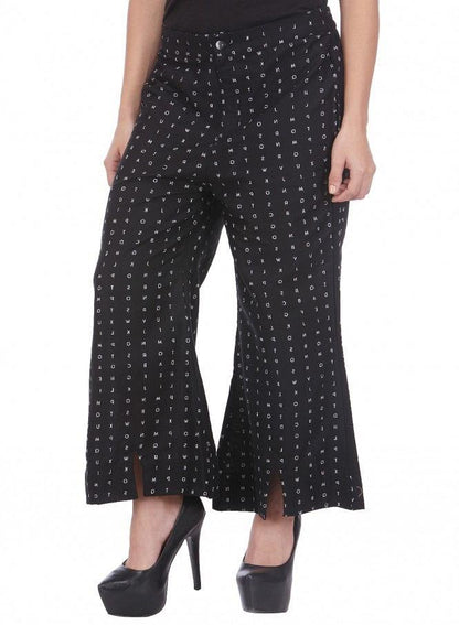 Black Printed Pants - wforwoman