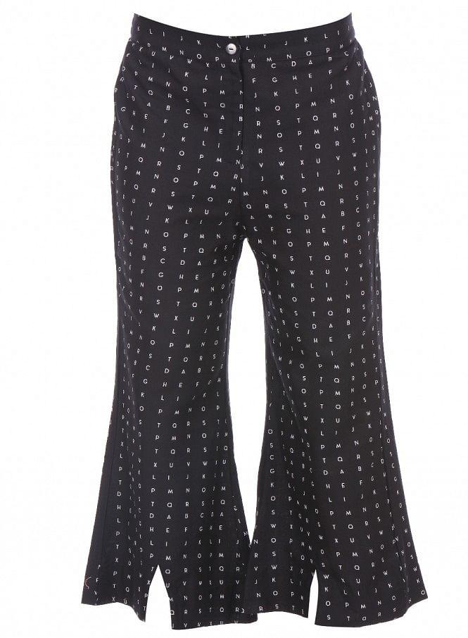 Black Printed Pants - wforwoman