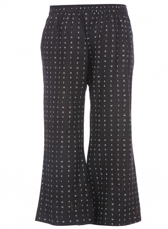 Black Printed Pants - wforwoman