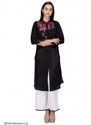 Black Embellished Full Sleeve kurta