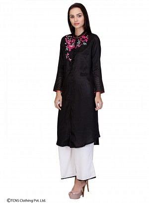 Black Embellished Full Sleeve kurta