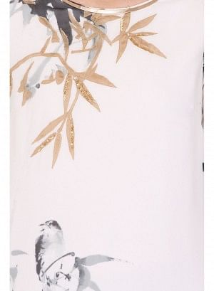 White Printed 3/4 Sleeve kurta