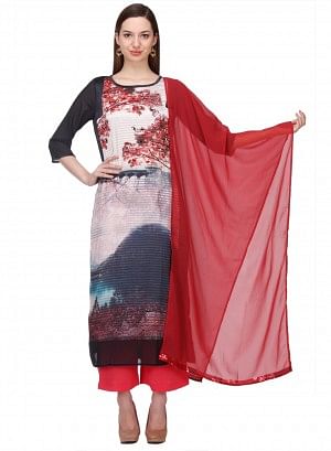 Black Printed 3/4 Sleeve kurta