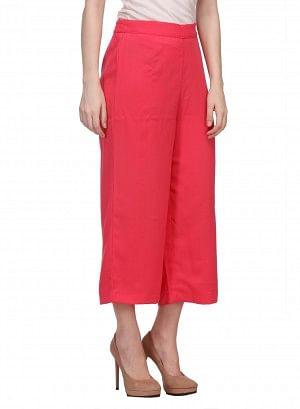 Pink Cropped Palazzos - wforwoman