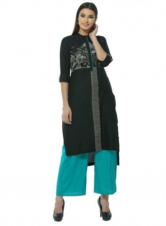 Black kurta - wforwoman