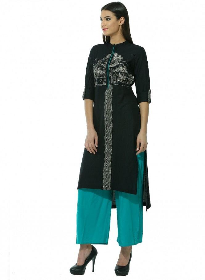 Black kurta - wforwoman