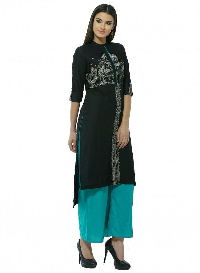 Black kurta - wforwoman