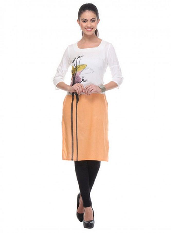 White Printed kurta - wforwoman