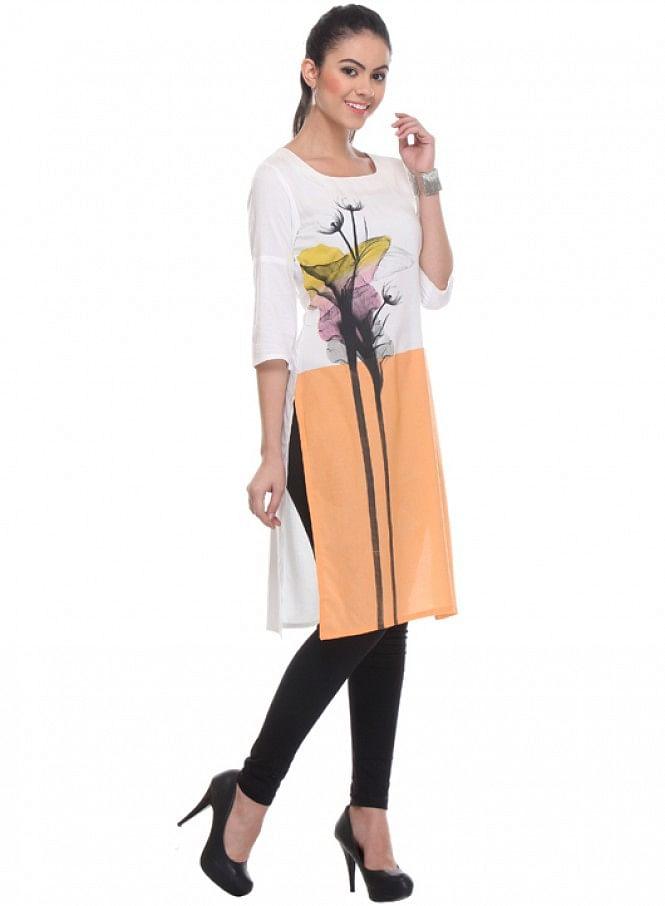 White Printed kurta - wforwoman
