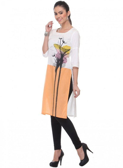 White Printed kurta - wforwoman
