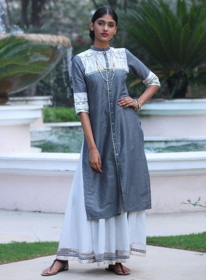 Grey Printed kurta - wforwoman