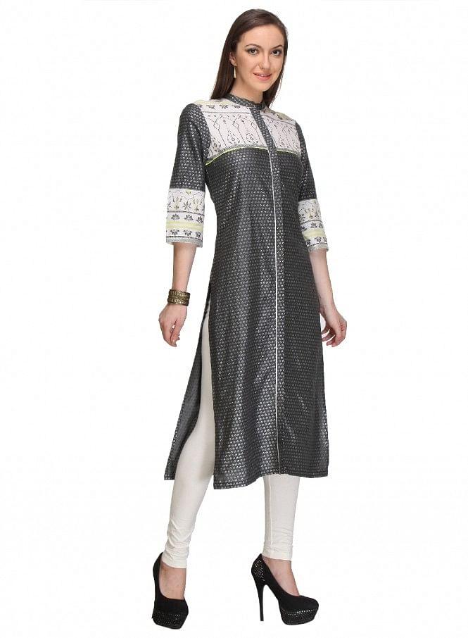 Grey Printed kurta - wforwoman