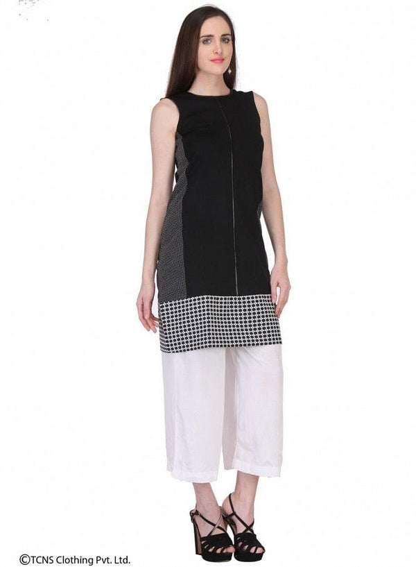 Black Printed Sleeveless Dress