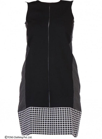 Black Printed Sleeveless Dress - wforwoman