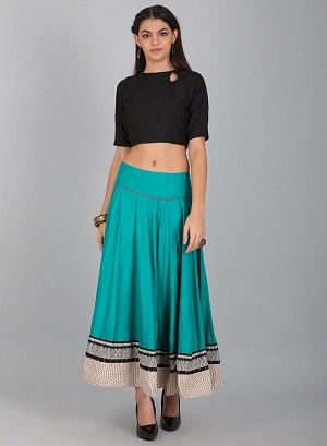 Green Solid Skirt - S